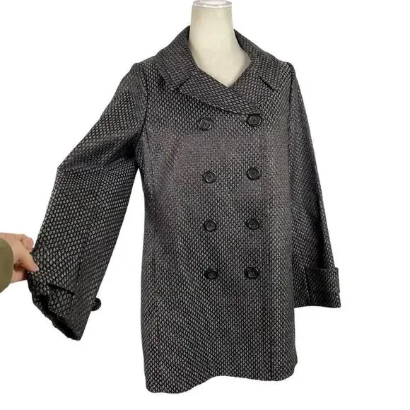 J. Crew Collection Stormy Tweed Lille Silk Overcoat Jacket Gunmetal Gray Size 10 - Picture 3 of 15